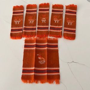 Vintage Embroidered Mexican Napkin set of 6 napkins, handmade napkins.